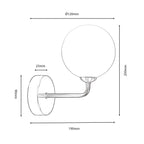 Oaks Lighting - Flaxton Satin Nickel Curved Stem Single Wall Light with Opal Glass - Luminosity Designs Ltd