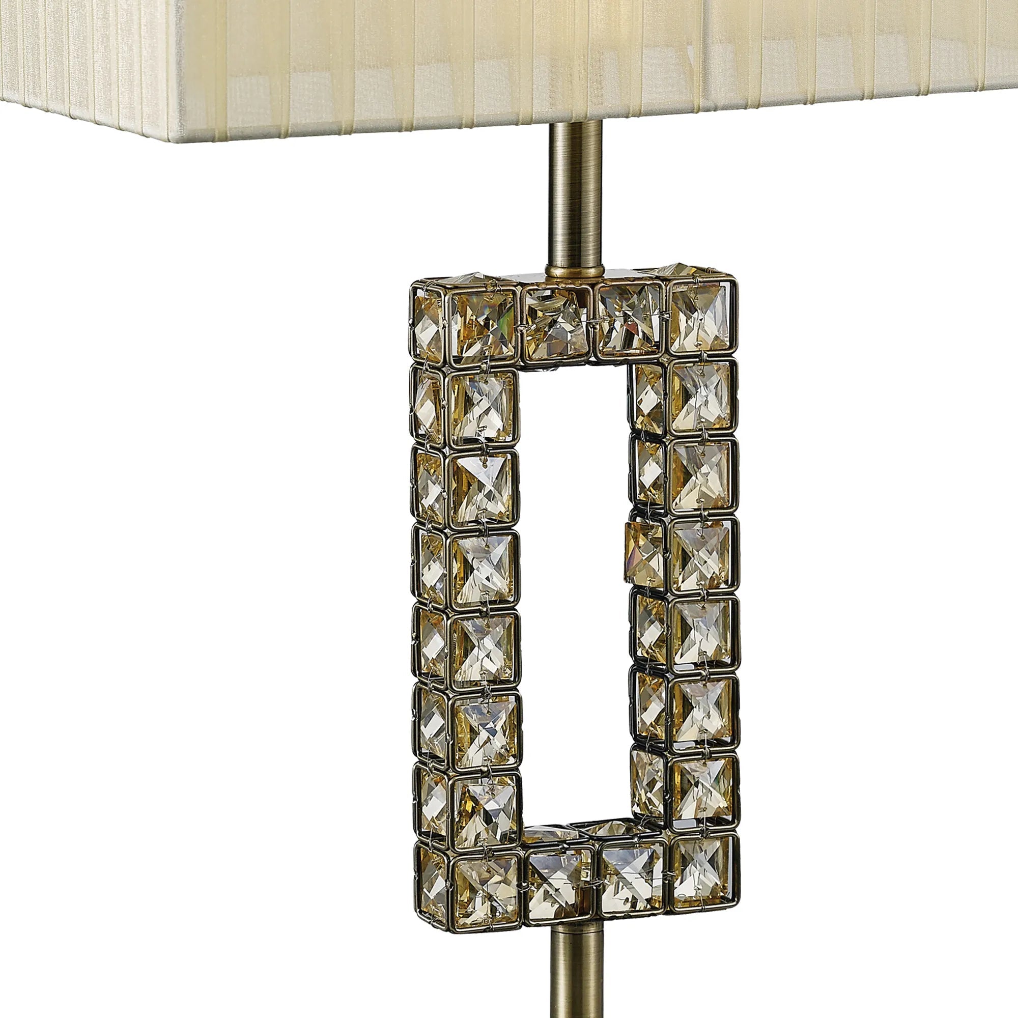 Diyas - Florence Crystal Rectangle Table Lamp With Organza Shade, 1 Light E27 (Diyas IL31532) - Luminosity Designs Ltd