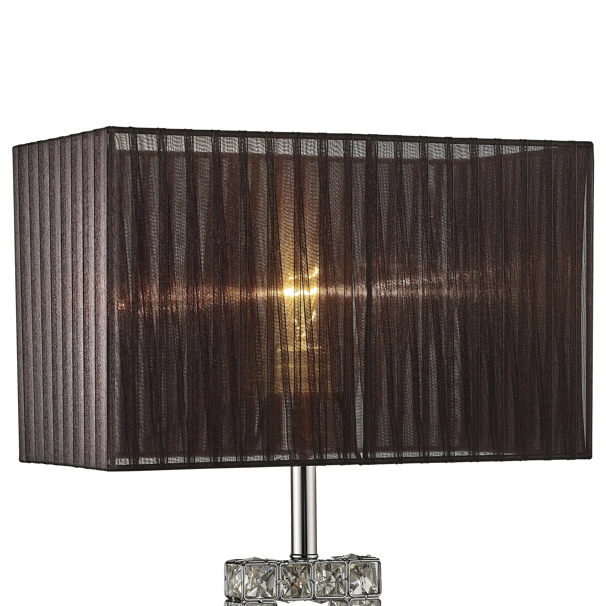Diyas - Florence Crystal Rectangle Table Lamp With Organza Shade, 1 Light E27 (Diyas IL31532) - Luminosity Designs Ltd