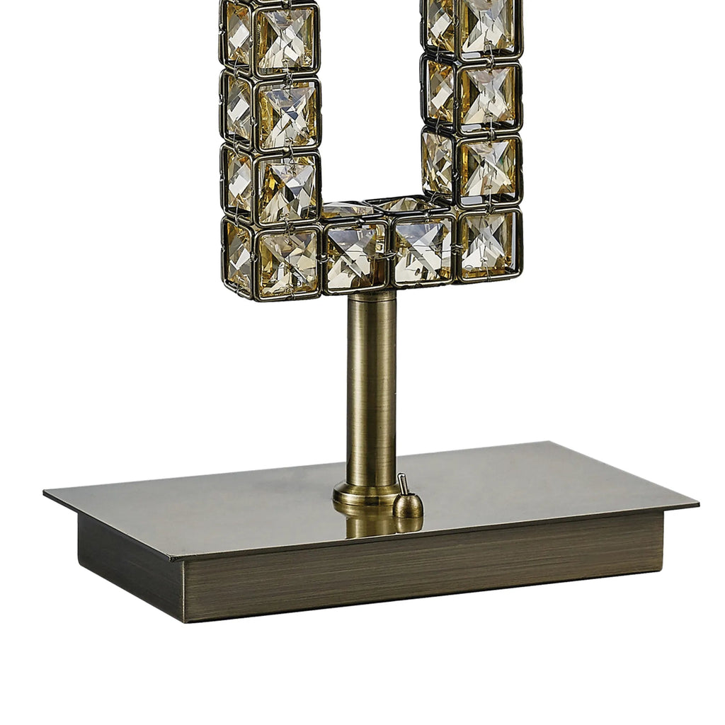 Diyas - Florence Crystal Rectangle Table Lamp With Organza Shade, 1 Light E27 (Diyas IL31532) - Luminosity Designs Ltd