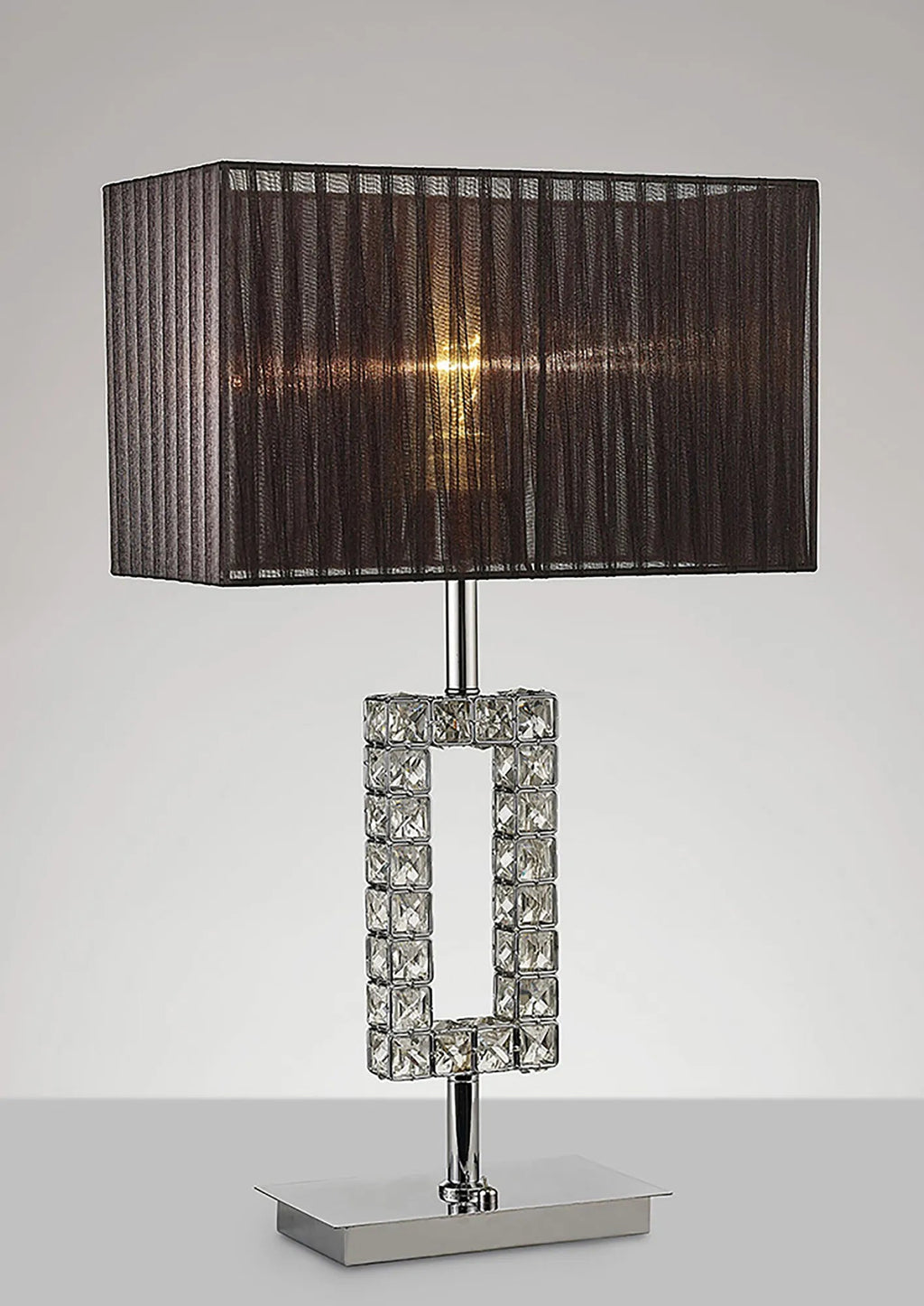 Diyas - Florence Crystal Rectangle Table Lamp With Organza Shade, 1 Light E27 (Diyas IL31532) - Luminosity Designs Ltd