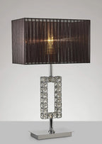 Diyas - Florence Crystal Rectangle Table Lamp With Organza Shade, 1 Light E27 (Diyas IL31532) - Luminosity Designs Ltd