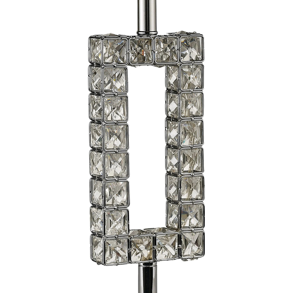 Diyas - Florence Crystal Rectangle Table Lamp With Organza Shade, 1 Light E27 (Diyas IL31532) - Luminosity Designs Ltd