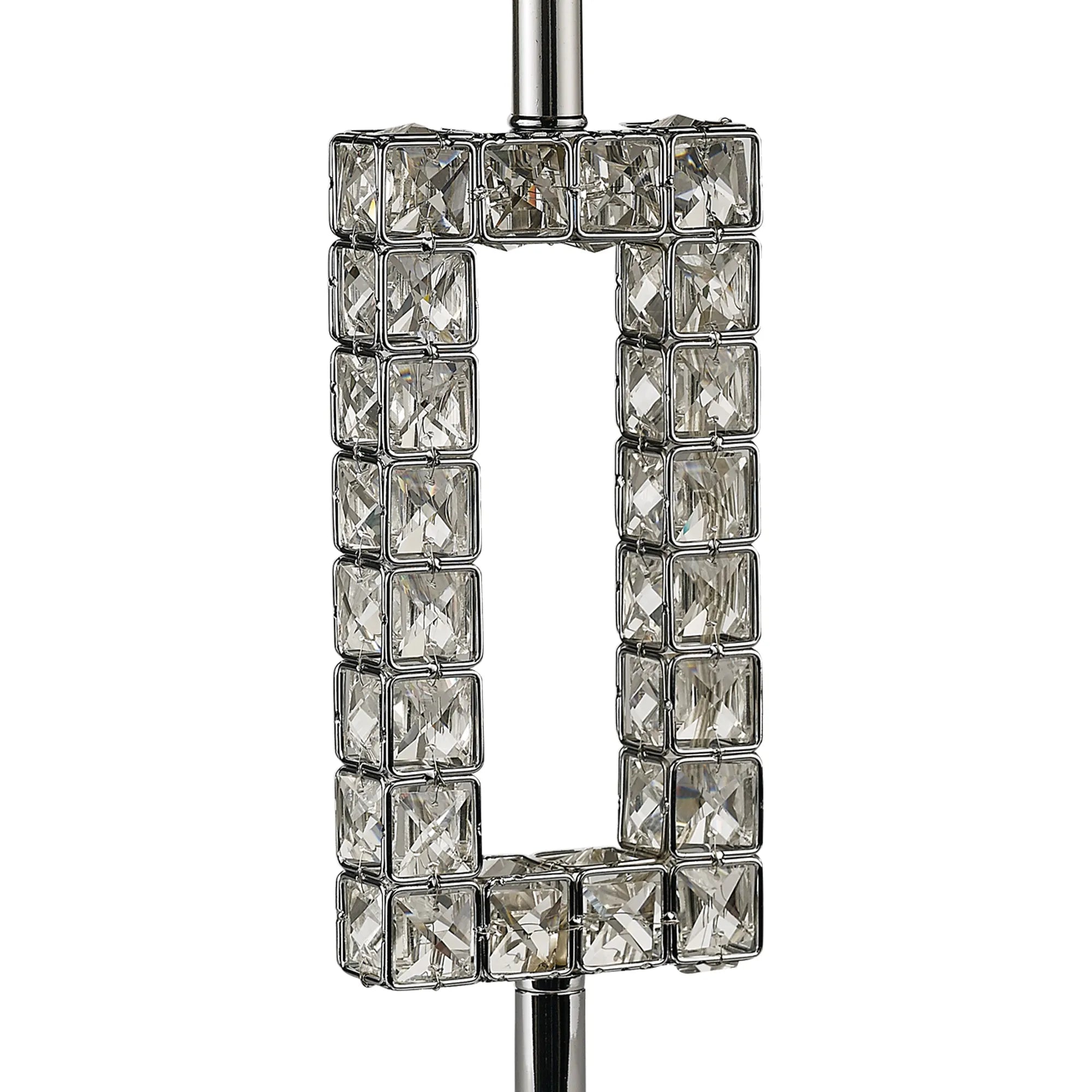 Diyas - Florence Crystal Rectangle Table Lamp With Organza Shade, 1 Light E27 (Diyas IL31532) - Luminosity Designs Ltd