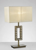 Diyas - Florence Crystal Rectangle Table Lamp With Organza Shade, 1 Light E27 (Diyas IL31532) - Luminosity Designs Ltd