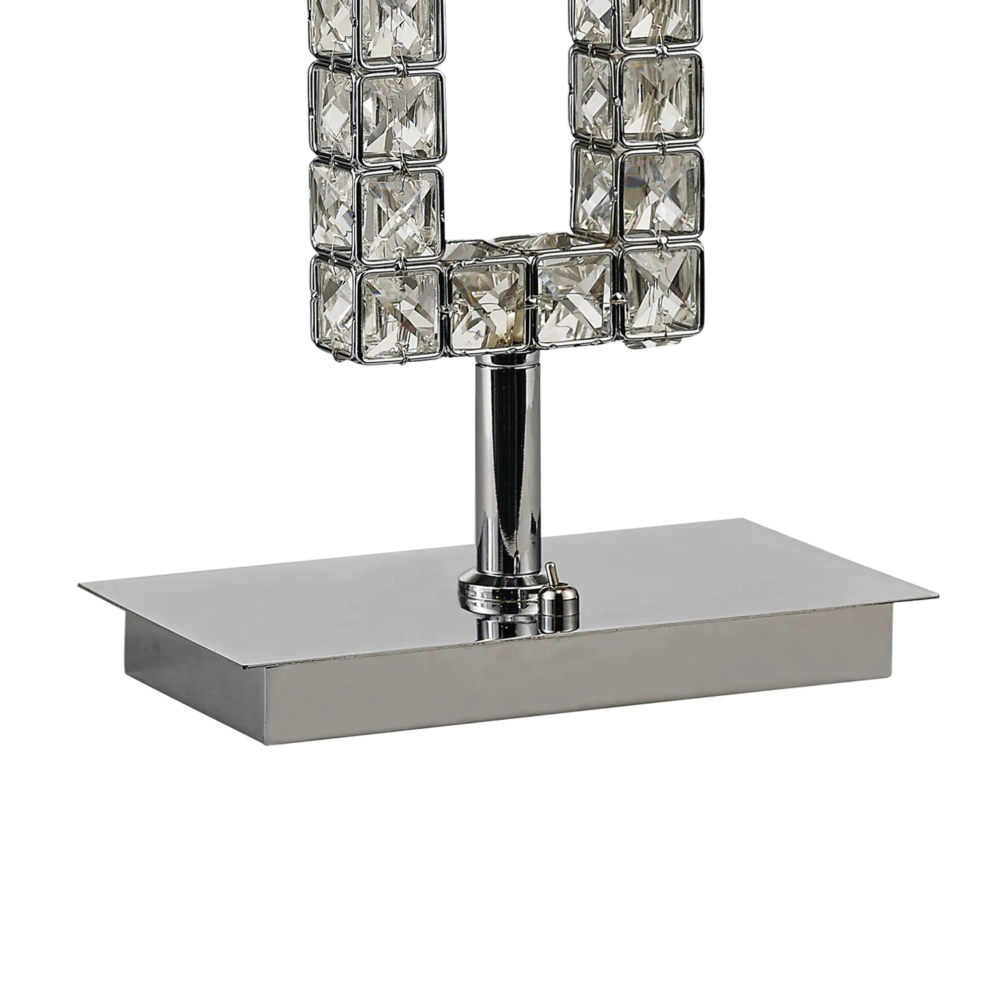 Diyas - Florence Crystal Rectangle Table Lamp With Organza Shade, 1 Light E27 (Diyas IL31532) - Luminosity Designs Ltd