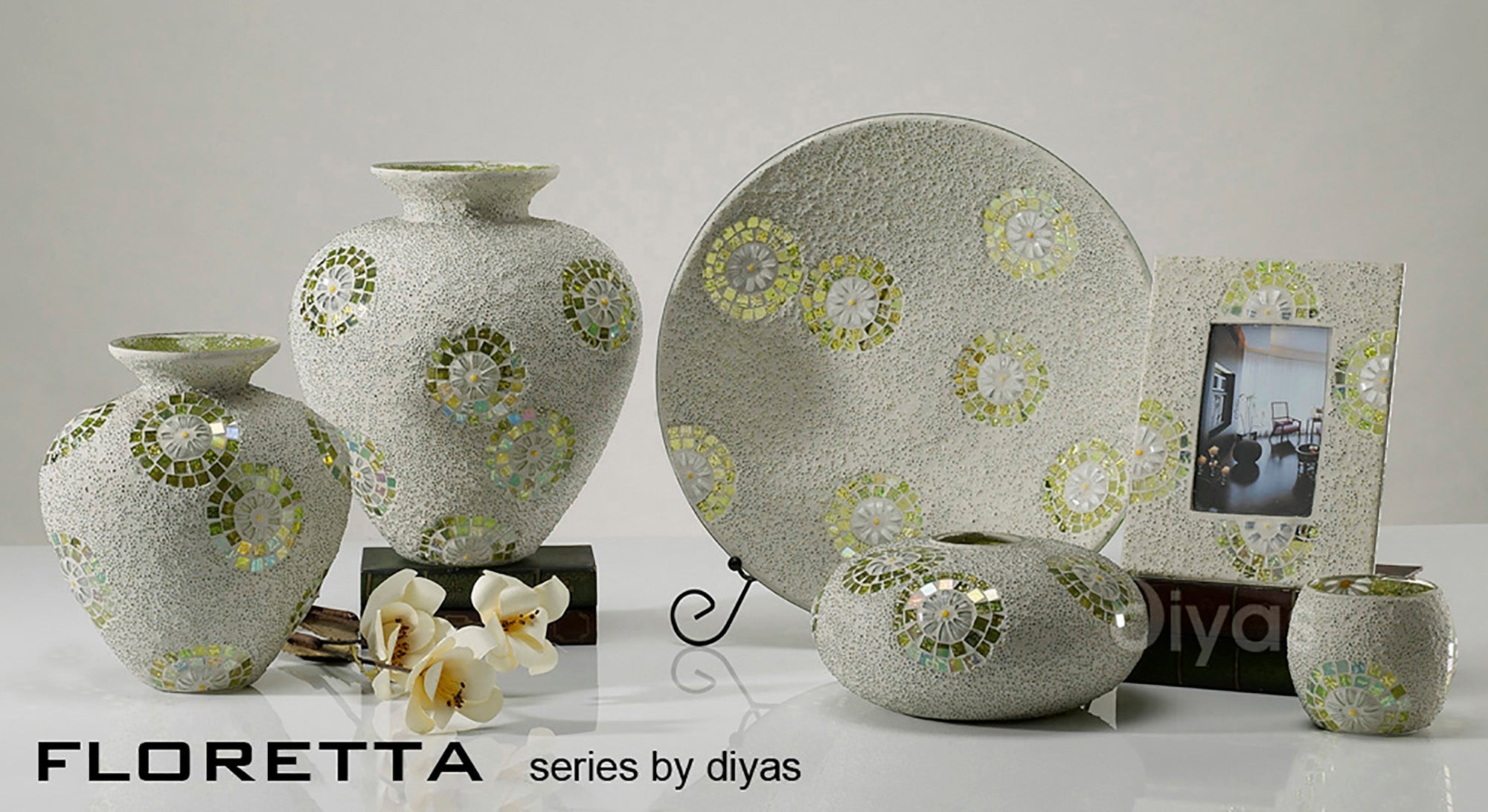 Diyas Home - Floretta Mosaic Candle Holder - Luminosity Designs Ltd