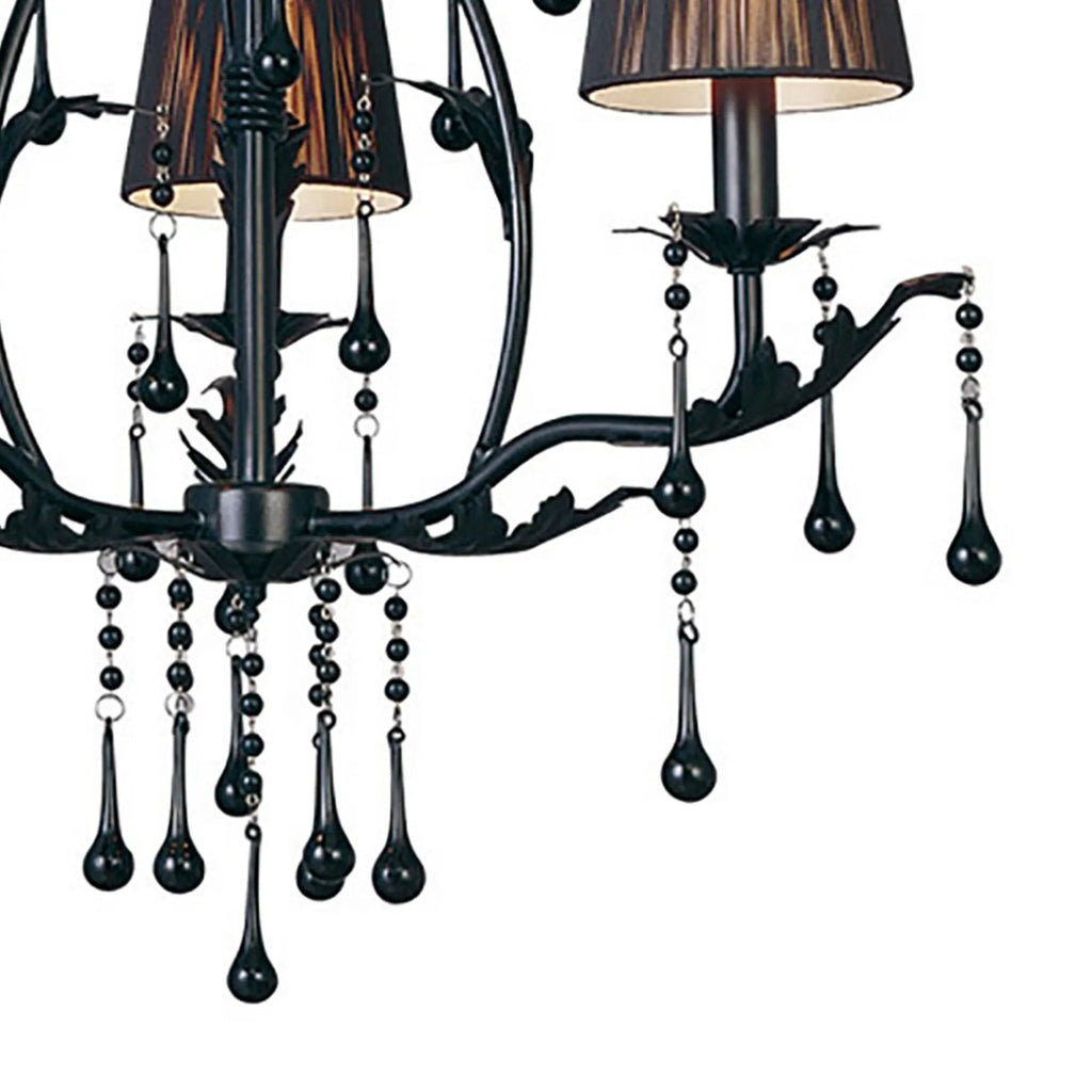 Flur Gothic Style Chandelier Pendant, 3 Light E14 Candle With Silk String Shades (Diyas IL40023 / IL40013 )