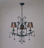 Flur Gothic Style Chandelier Pendant, 3 Light E14 Candle With Silk String Shades (Diyas IL40023 / IL40013 )