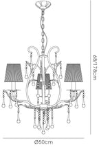 Flur Gothic Style Chandelier Pendant, 3 Light E14 Candle With Silk String Shades (Diyas IL40023 / IL40013 )