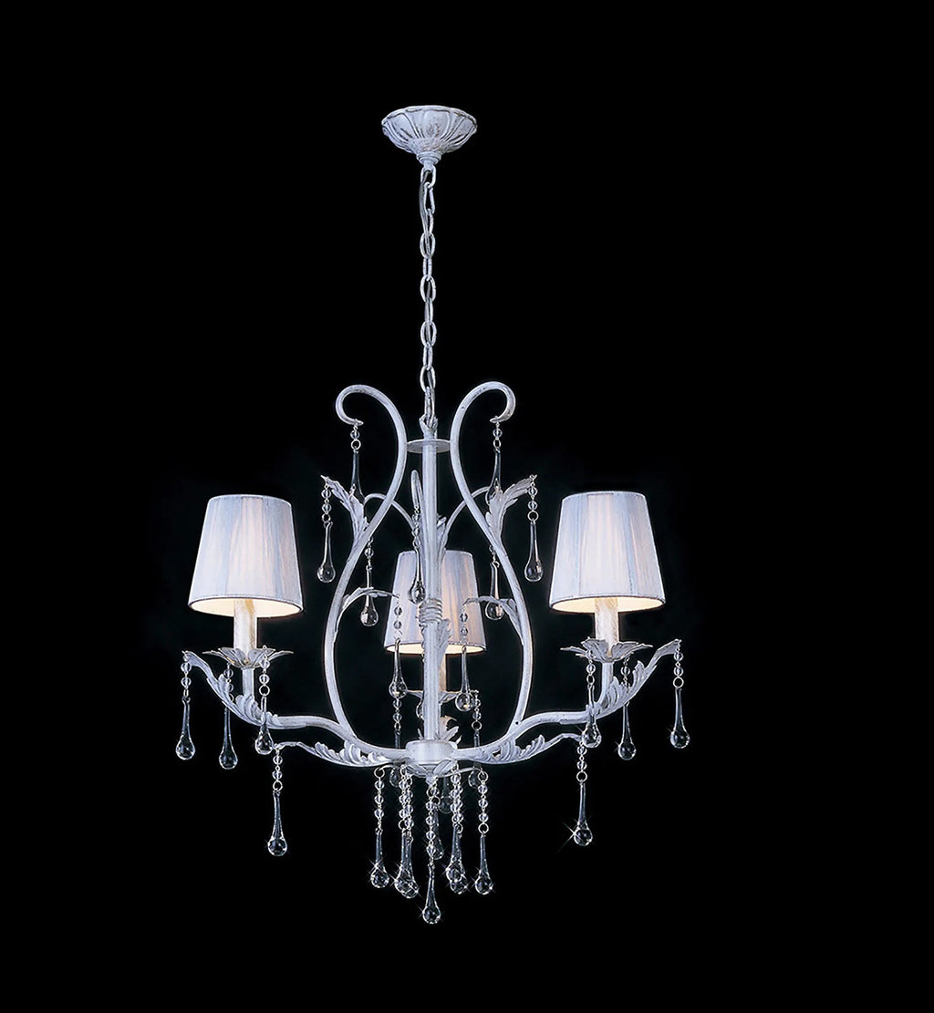 Flur Gothic Style Chandelier Pendant, 3 Light E14 Candle With Silk String Shades (Diyas IL40023 / IL40013 )