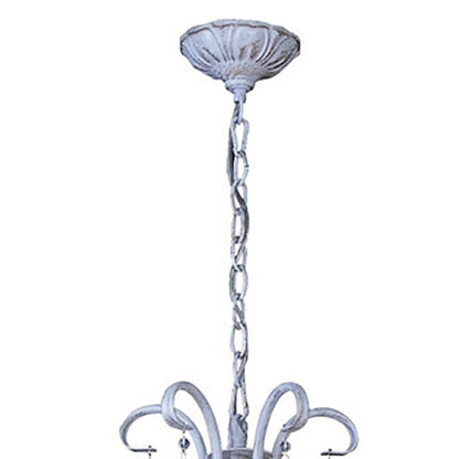 Flur White and Gold Chandelier Pendant With Silk String Shades, 5 Light E14 (Diyas IL40015)