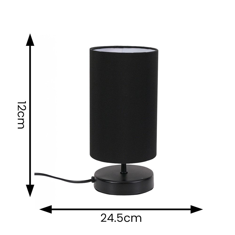 lse - Francis Touch Table Lamp With Black Base and Cotton Shade, 1X E14 - Luminosity Designs Ltd