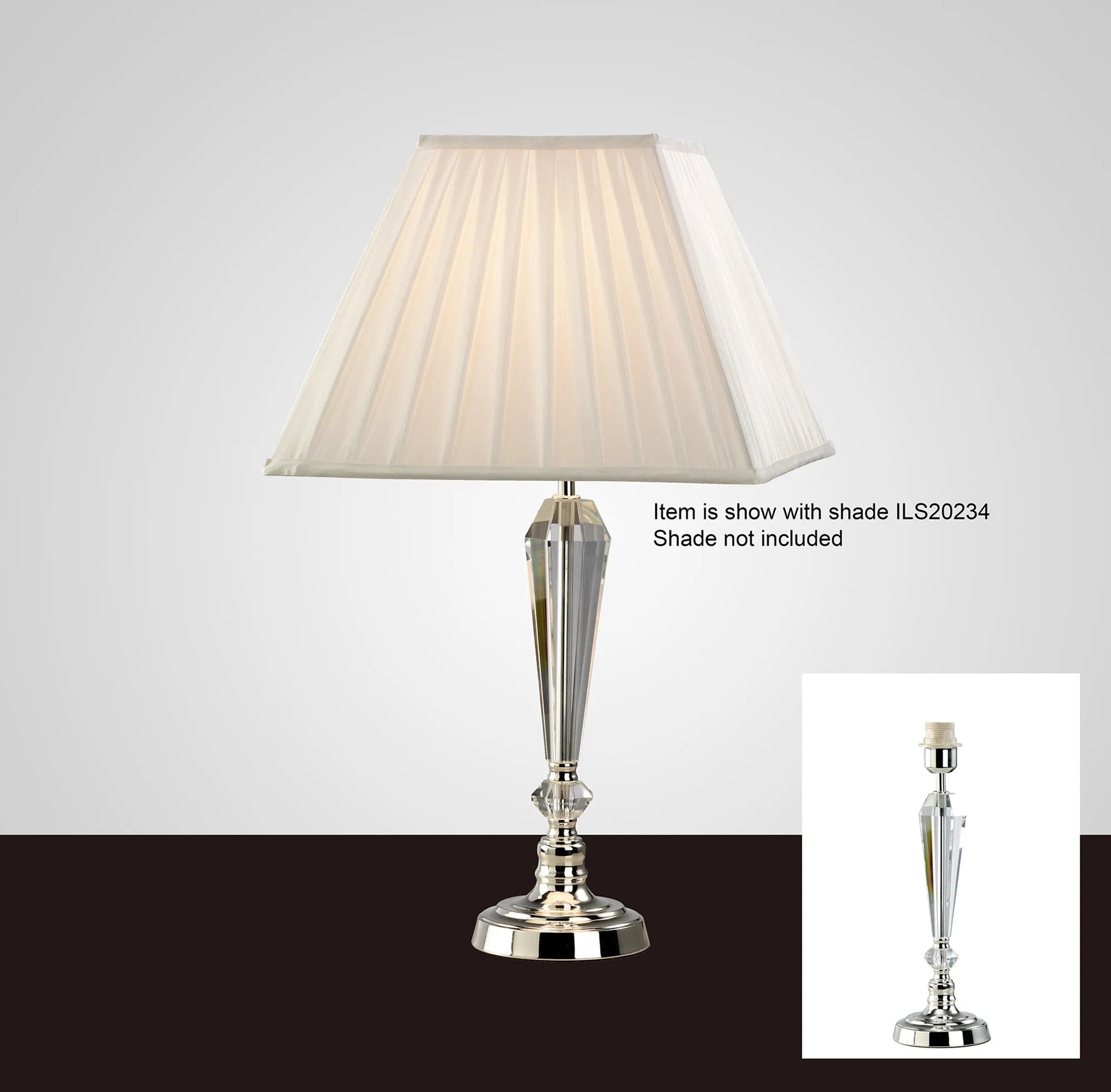 Diyas - Freya Crystal Table Lamp WITHOUT SHADE, 1 Light E27, Silver Finish - Luminosity Designs Ltd