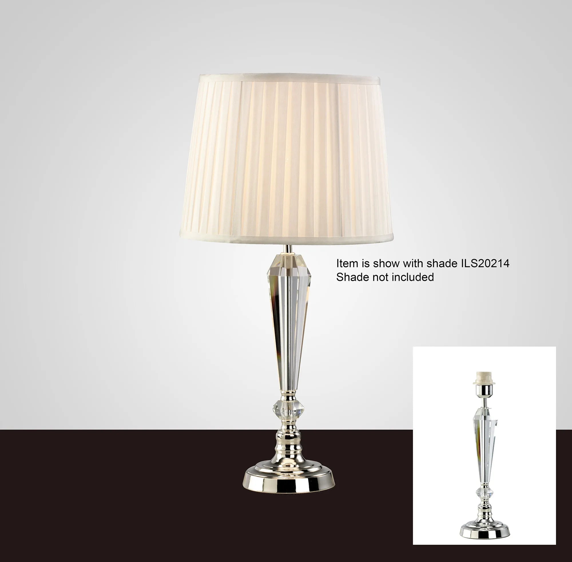 Diyas - Freya Crystal Table Lamp WITHOUT SHADE, 1 Light E27, Silver Finish - Luminosity Designs Ltd