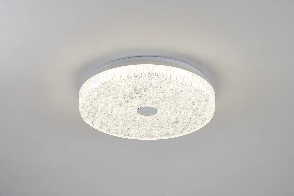 Mantra - Frozen 39cm Round Ceiling Light, 30W LED, 2700 - 5000K Tuneable White, 3420lm, Remote Control, White - Luminosity Designs Ltd
