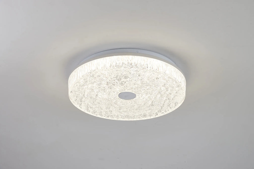 Frozen 39cm Round Ceiling Light, 30W LED, 2700-5000K Tuneable White, 3420lm, Remote Control, White