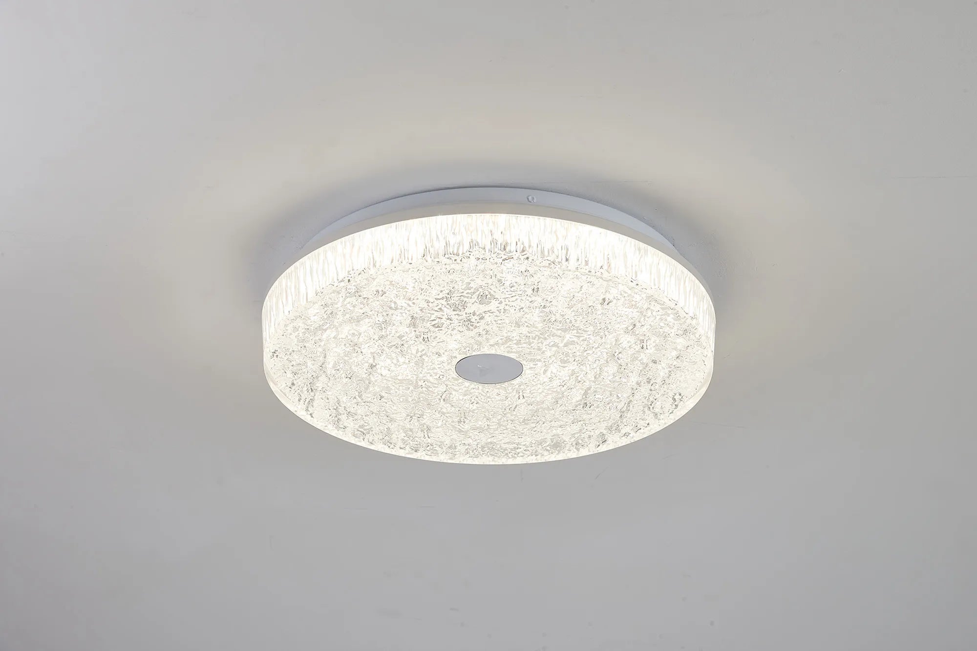 Frozen 39cm Round Ceiling Light, 30W LED, 2700-5000K Tuneable White, 3420lm, Remote Control, White