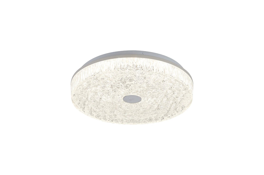 Frozen 39cm Round Ceiling Light, 30W LED, 2700-5000K Tuneable White, 3420lm, Remote Control, White