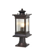 Luminosity Designs Ltd - Fuller Traditional Pedestal / Post Lamp, 1 x E27, IP54, Oil Rubbed Brass (Bronze) /Lined Glass - Luminosity Designs Ltd