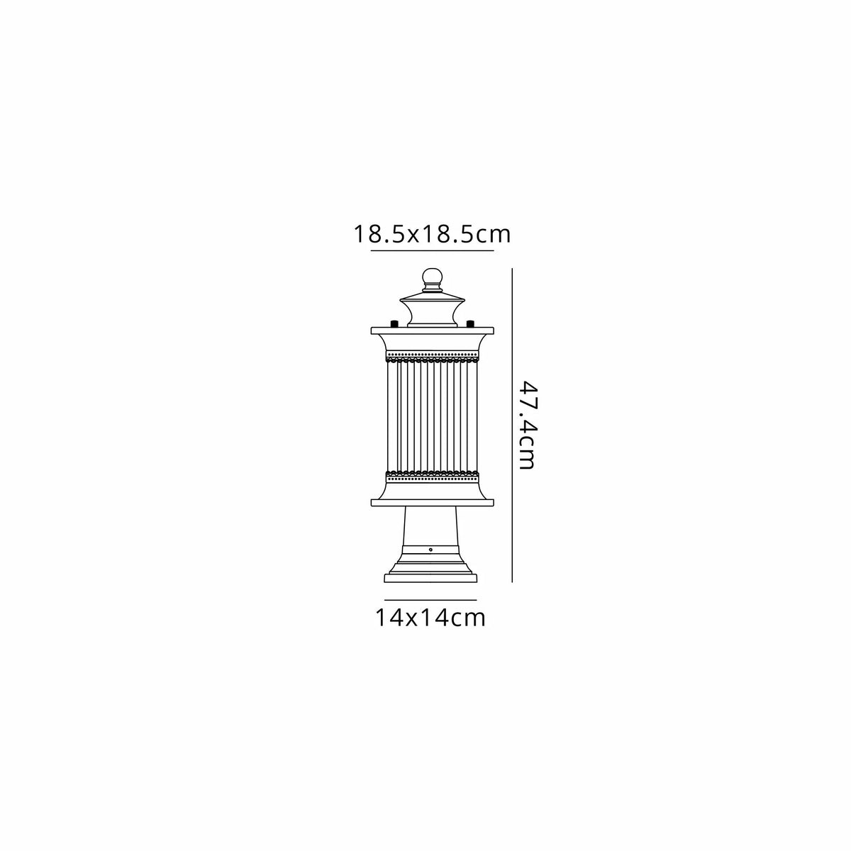 Luminosity Designs Ltd - Fuller Traditional Pedestal / Post Lamp, 1 x E27, IP54, Oil Rubbed Brass (Bronze) /Lined Glass - Luminosity Designs Ltd