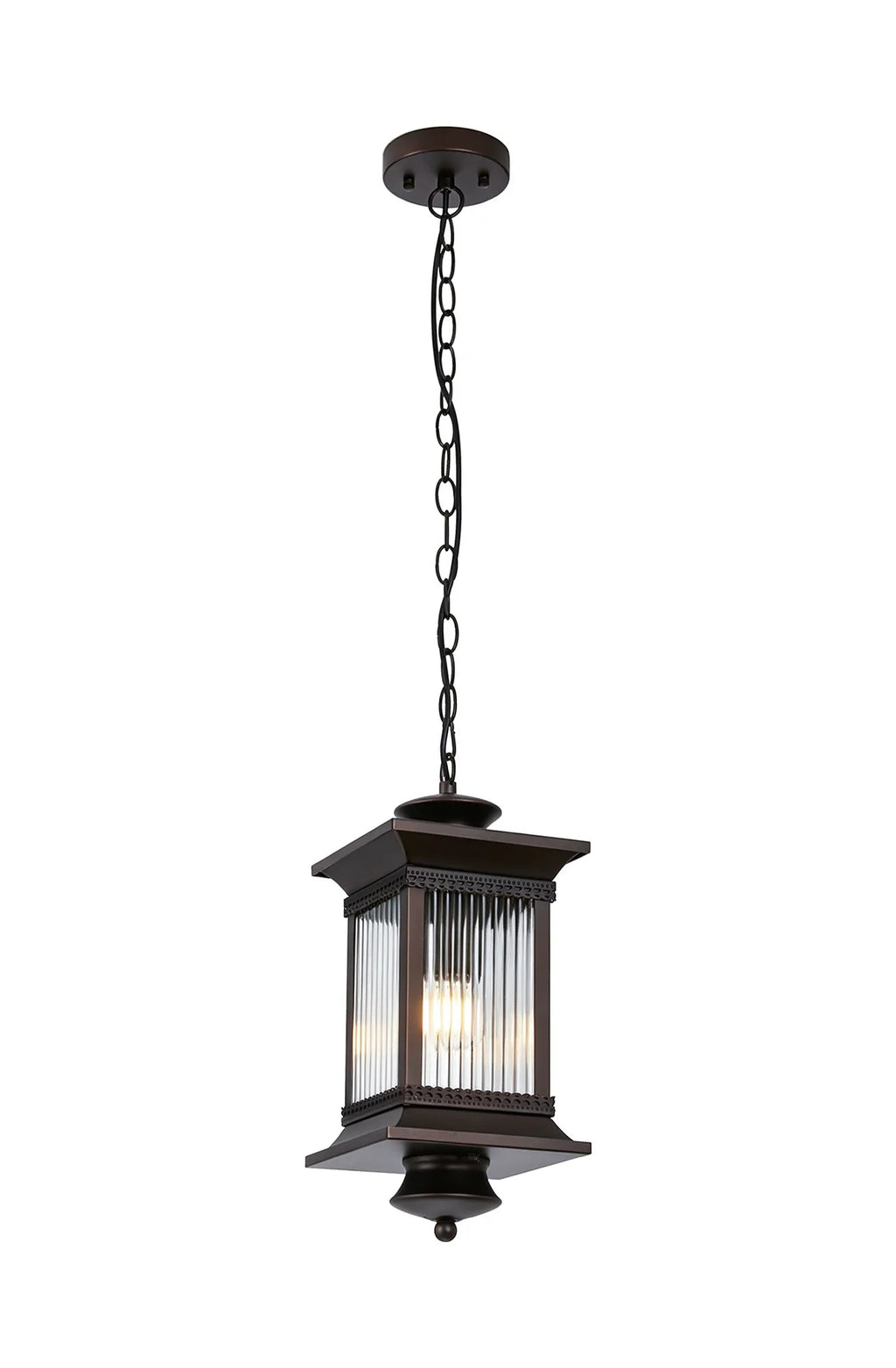 Luminosity Designs Ltd - Fuller Traditional Pendant Lamp, 1 x E27, IP54, Oil Rubbed Brass (Bronze) /Lined Glass - Luminosity Designs Ltd