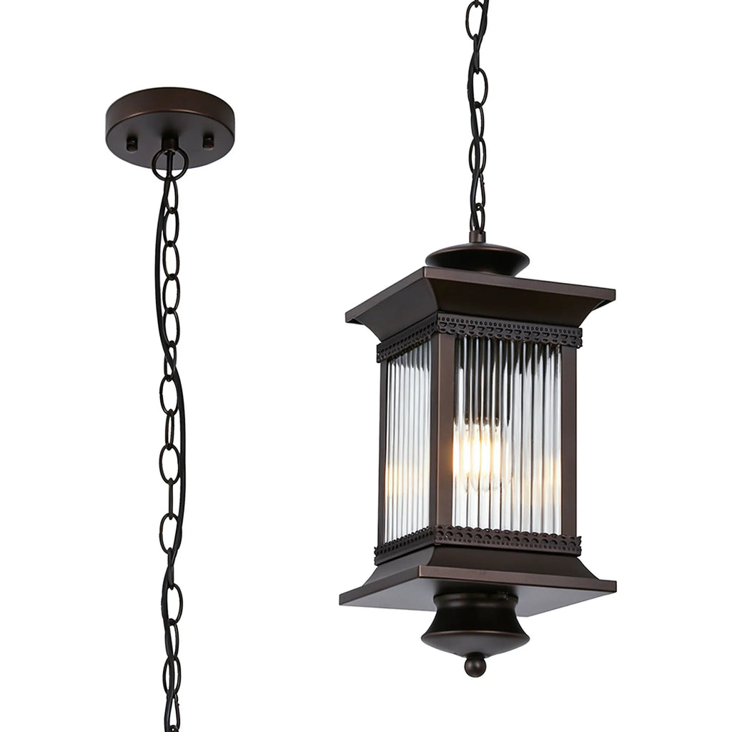 Luminosity Designs Ltd - Fuller Traditional Pendant Lamp, 1 x E27, IP54, Oil Rubbed Brass (Bronze) /Lined Glass - Luminosity Designs Ltd