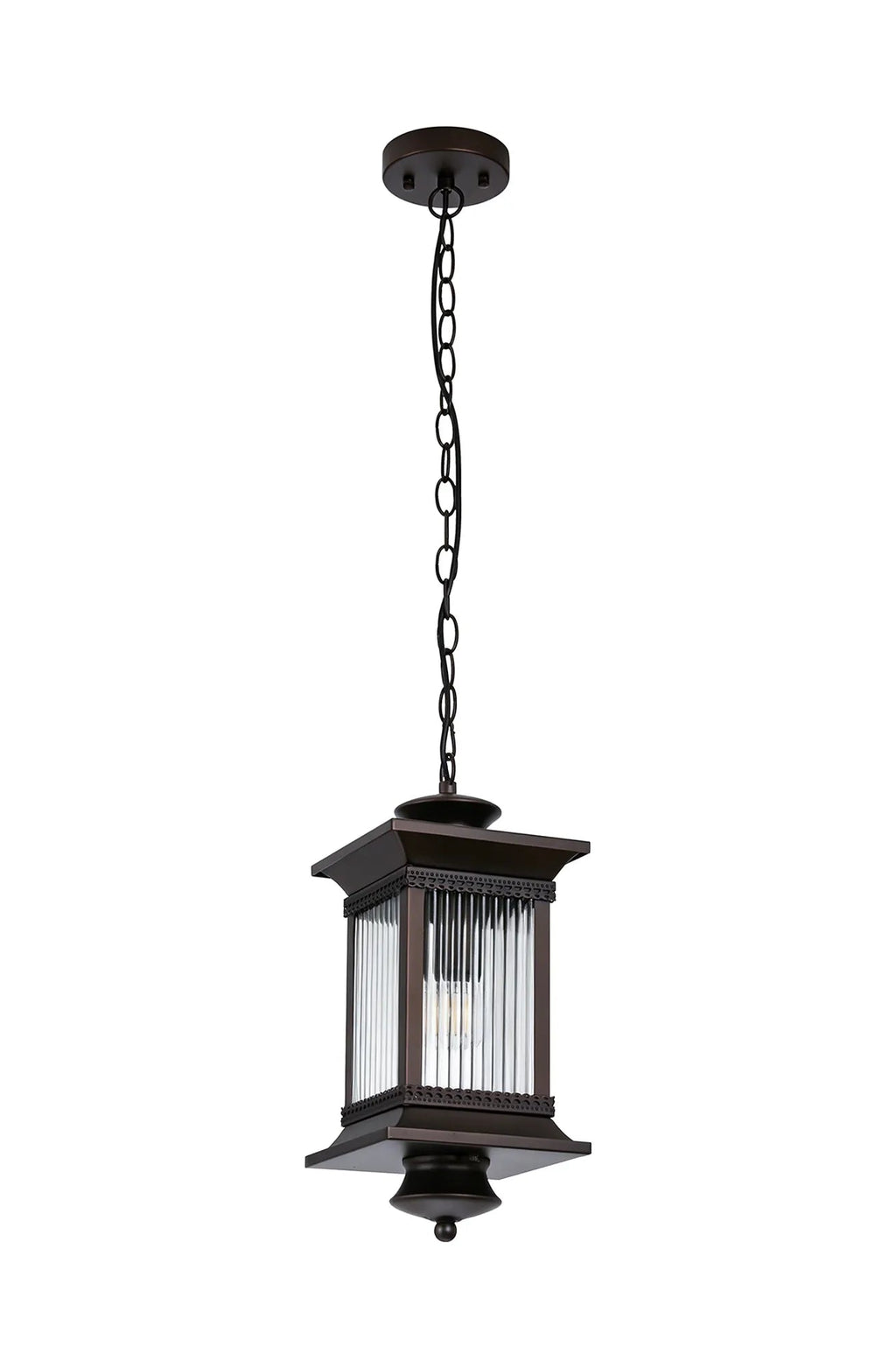 Luminosity Designs Ltd - Fuller Traditional Pendant Lamp, 1 x E27, IP54, Oil Rubbed Brass (Bronze) /Lined Glass - Luminosity Designs Ltd