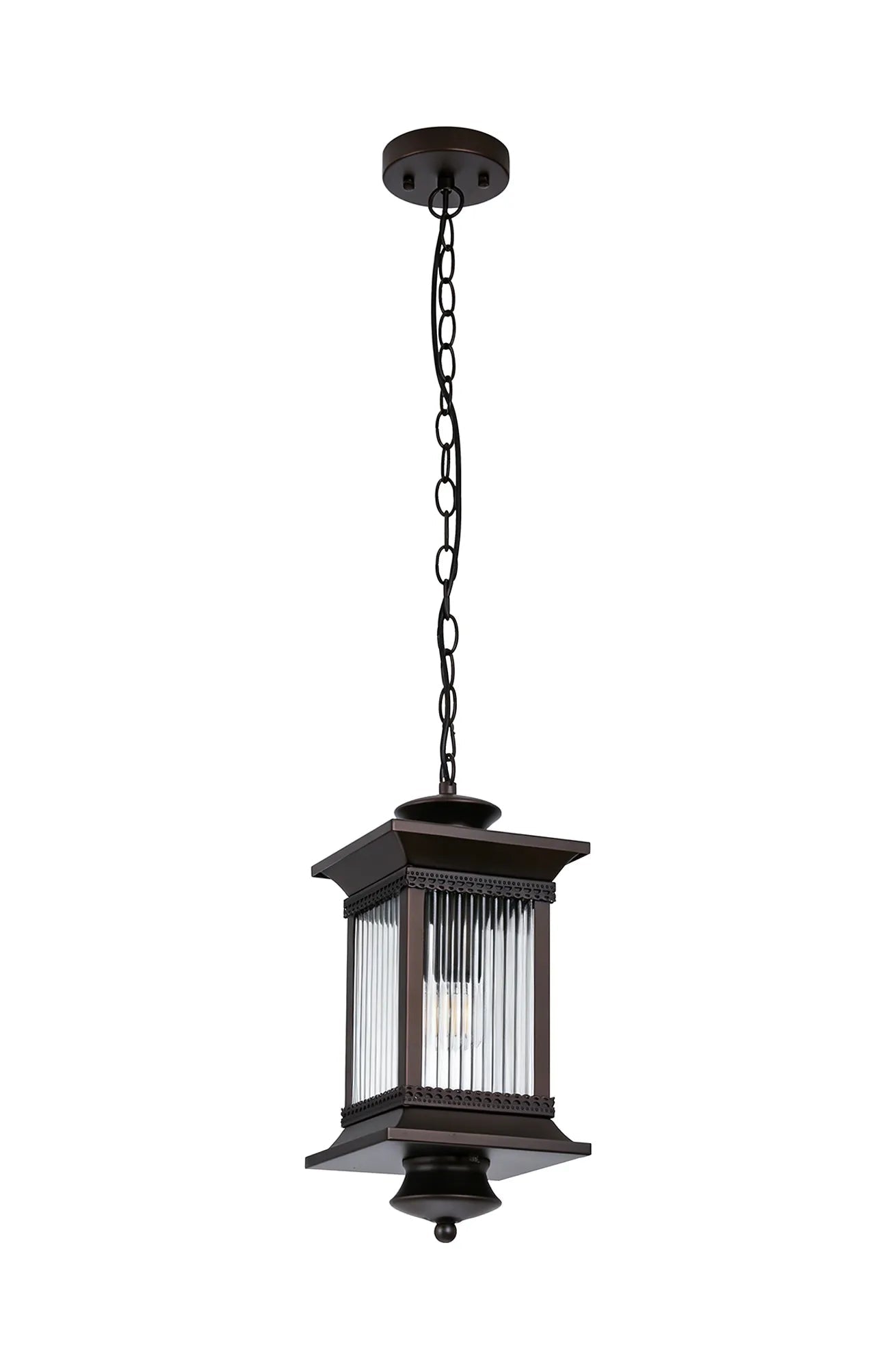 Luminosity Designs Ltd - Fuller Traditional Pendant Lamp, 1 x E27, IP54, Oil Rubbed Brass (Bronze) /Lined Glass - Luminosity Designs Ltd