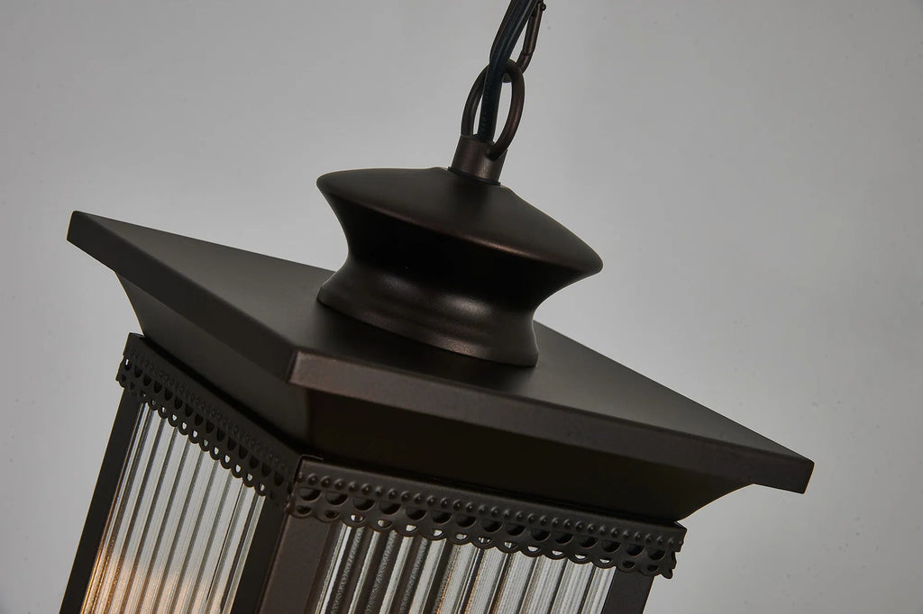 Luminosity Designs Ltd - Fuller Traditional Pendant Lamp, 1 x E27, IP54, Oil Rubbed Brass (Bronze) /Lined Glass - Luminosity Designs Ltd