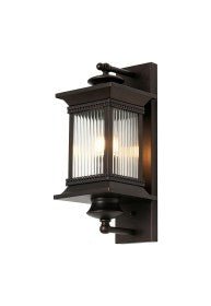 Luminosity Designs Ltd - Fuller Traditional Wall Lamp, 1 x E27, IP54, Oil Rubbed Brass (Bronze) /Lined Glass - Luminosity Designs Ltd