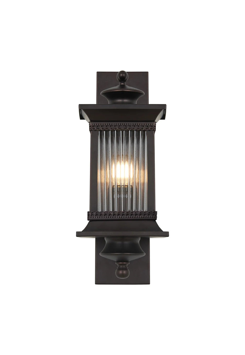 Luminosity Designs Ltd - Fuller Traditional Wall Lamp, 1 x E27, IP54, Oil Rubbed Brass (Bronze) /Lined Glass - Luminosity Designs Ltd