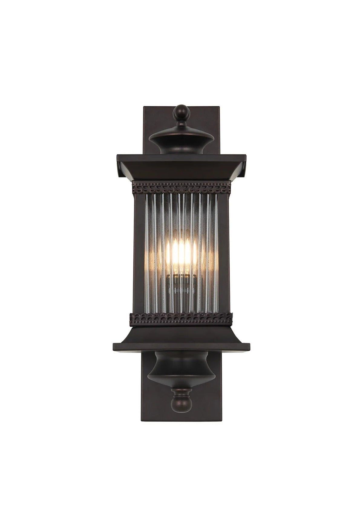 Luminosity Designs Ltd - Fuller Traditional Wall Lamp, 1 x E27, IP54, Oil Rubbed Brass (Bronze) /Lined Glass - Luminosity Designs Ltd