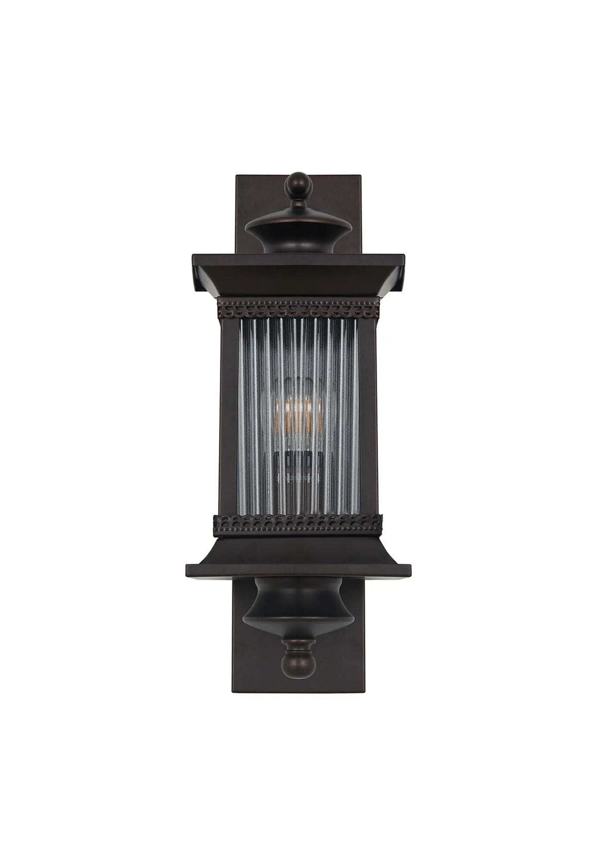 Luminosity Designs Ltd - Fuller Traditional Wall Lamp, 1 x E27, IP54, Oil Rubbed Brass (Bronze) /Lined Glass - Luminosity Designs Ltd