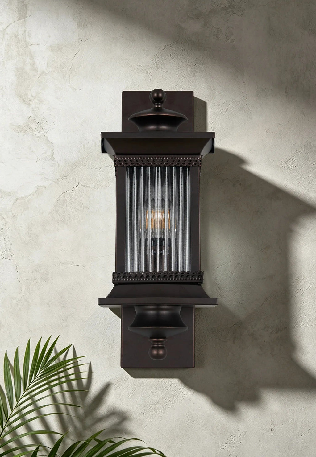 Luminosity Designs Ltd - Fuller Traditional Wall Lamp, 1 x E27, IP54, Oil Rubbed Brass (Bronze) /Lined Glass - Luminosity Designs Ltd