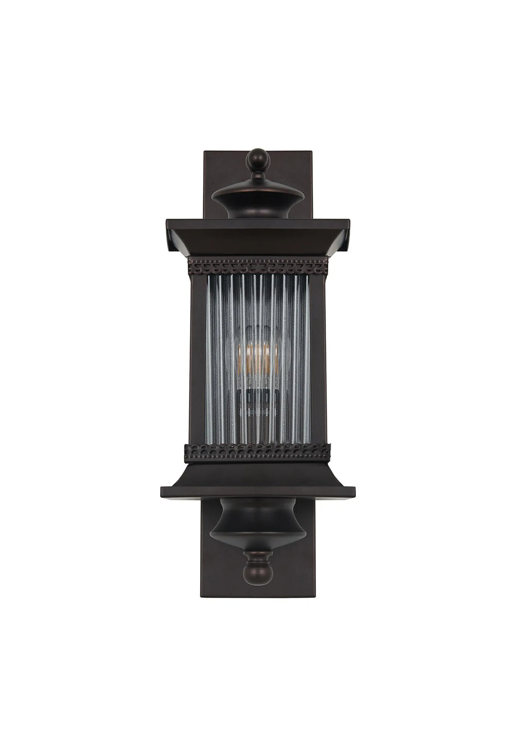 Fuller Traditional Wall Lamp, 1 x E27, IP54, Oil Rubbed Brass (Bronze) /Lined Glass