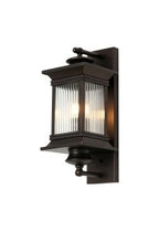 Fuller Traditional Wall Lamp, 1 x E27, IP54, Oil Rubbed Brass (Bronze) /Lined Glass