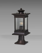 Fuller Traditional Pedestal / Post Lamp, 1 x E27, IP54, Oil Rubbed Brass (Bronze) /Lined Glass