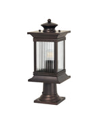 Fuller Traditional Pedestal / Post Lamp, 1 x E27, IP54, Oil Rubbed Brass (Bronze) /Lined Glass