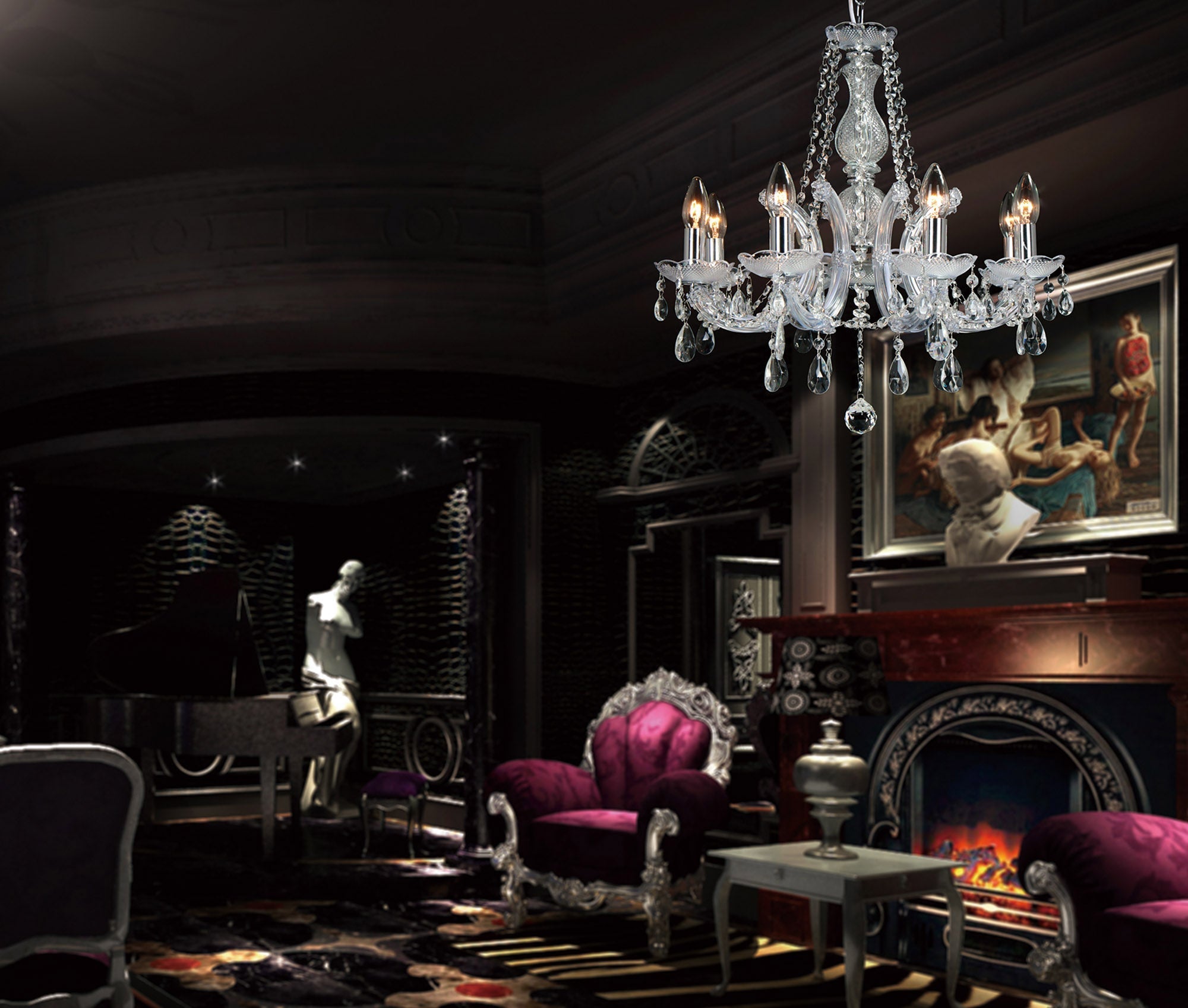 Deco - Gabrielle Chandelier With Acylic Sconce - Luminosity Designs Ltd