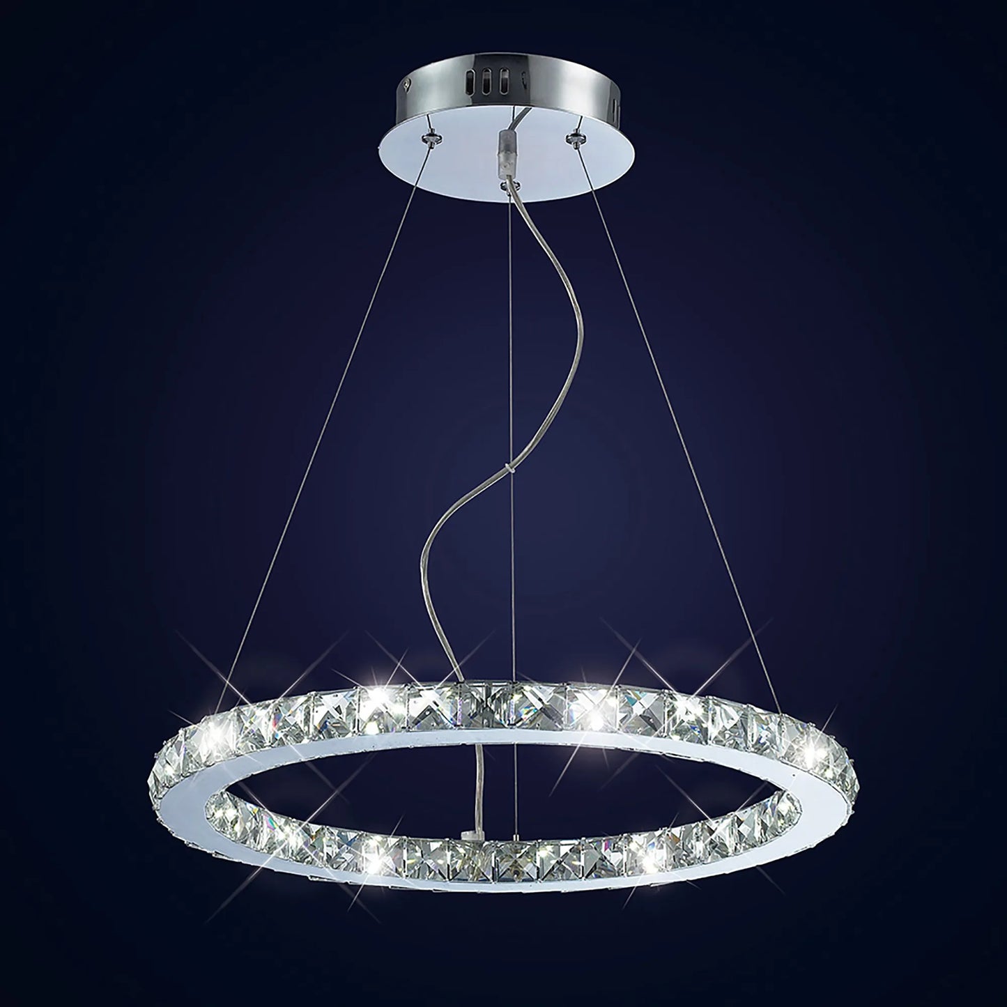 Galaxy Crystal Pendant Ring, Small,  27W LED,  6000K Polished Chrome/Crystal (Diyas IL70036)