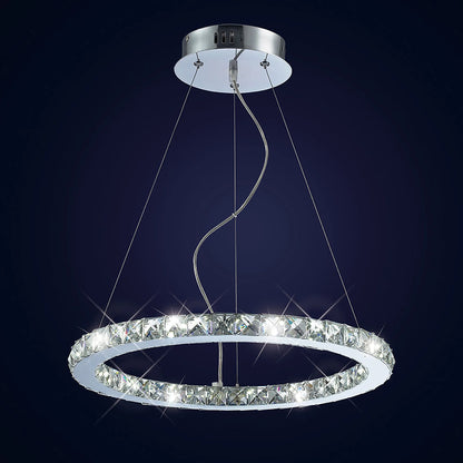 Galaxy Crystal Pendant Ring, Small,  27W LED,  6000K Polished Chrome/Crystal (Diyas IL70036)