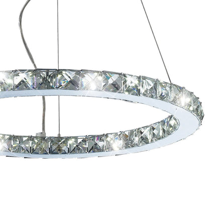 Galaxy Crystal Pendant Ring, Small,  27W LED,  6000K Polished Chrome/Crystal (Diyas IL70036)