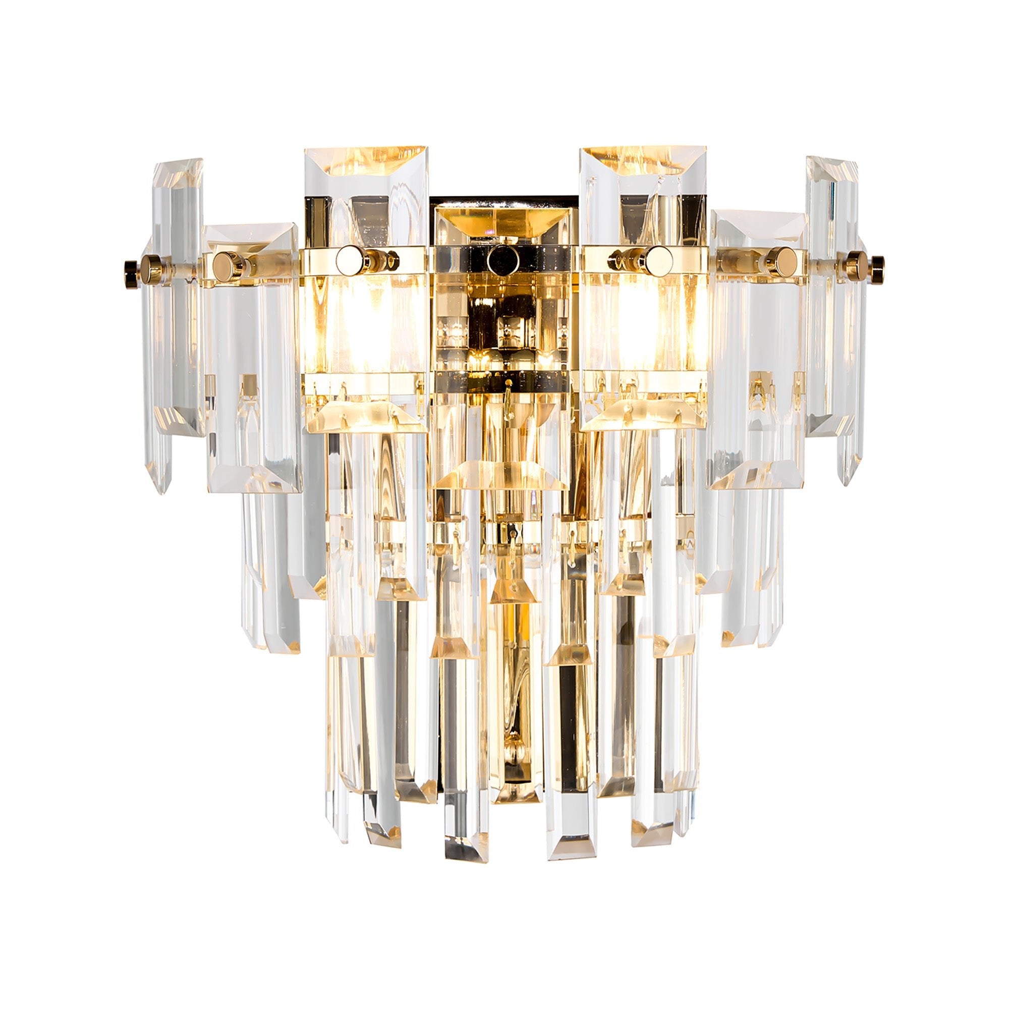 Luminosity Designs Ltd - Georgia Wall Lamp 2 Light E14, French Gold and Faceted Glass in a Choice of 3 Colours. - Luminosity Designs Ltd