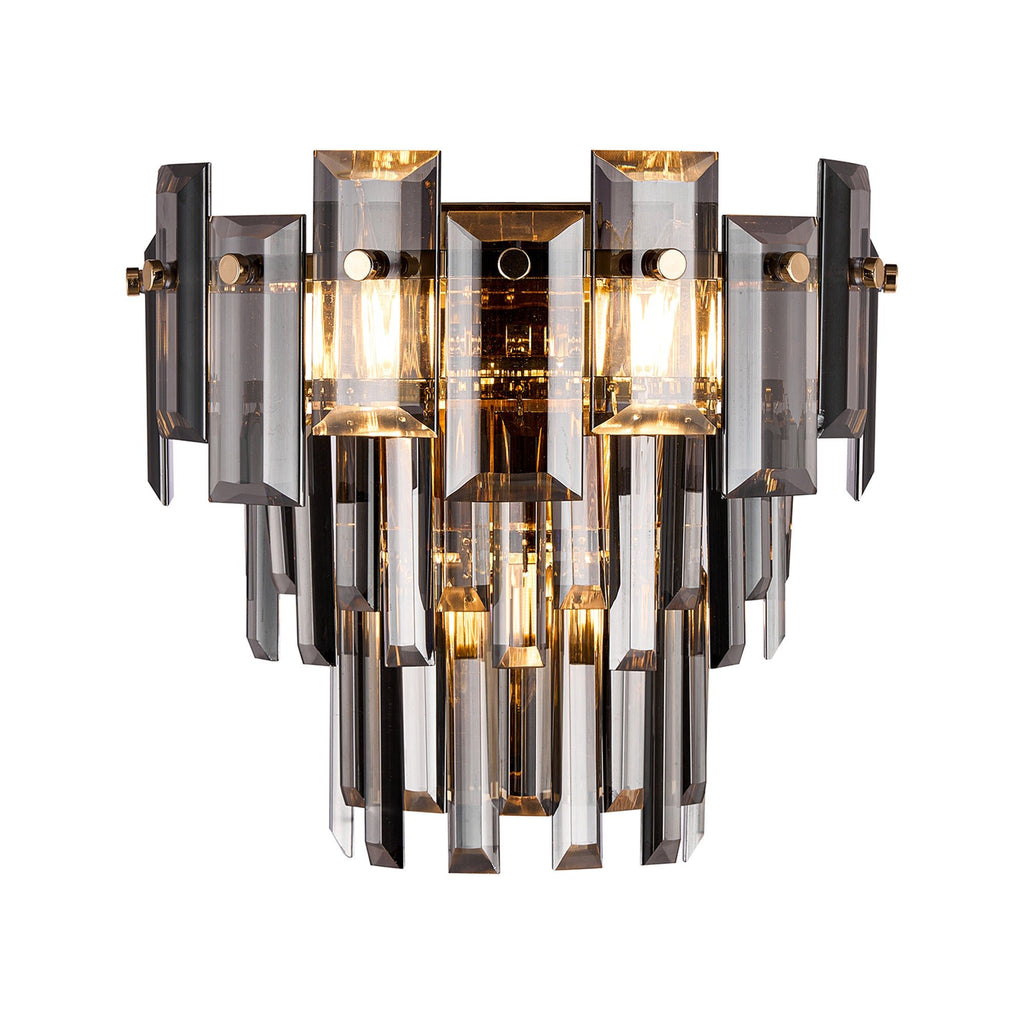 Luminosity Designs Ltd - Georgia Wall Lamp 2 Light E14, French Gold and Faceted Glass in a Choice of 3 Colours. - Luminosity Designs Ltd