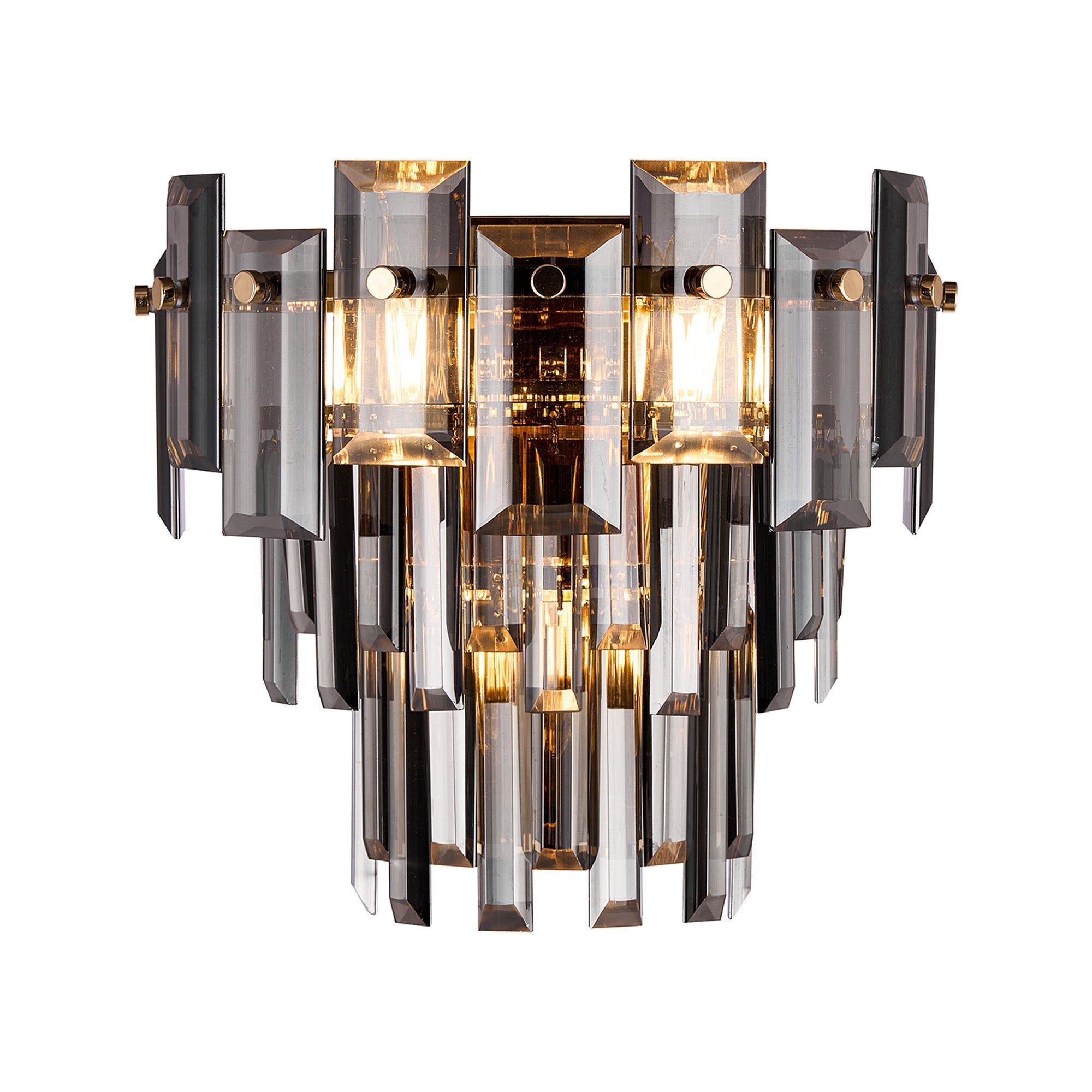Luminosity Designs Ltd - Georgia Wall Lamp 2 Light E14, French Gold and Faceted Glass in a Choice of 3 Colours. - Luminosity Designs Ltd