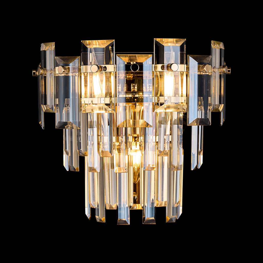 Luminosity Designs Ltd - Georgia Wall Lamp 2 Light E14, French Gold and Faceted Glass in a Choice of 3 Colours. - Luminosity Designs Ltd