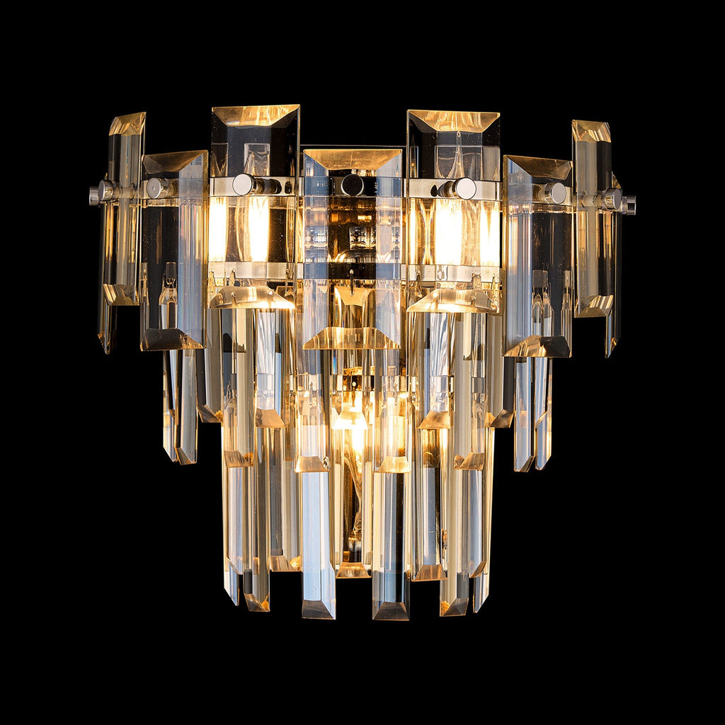 Luminosity Designs Ltd - Georgia Wall Lamp 2 Light E14, Polished Nickel and Faceted Glass in a Choice of 3 Colours. - Luminosity Designs Ltd