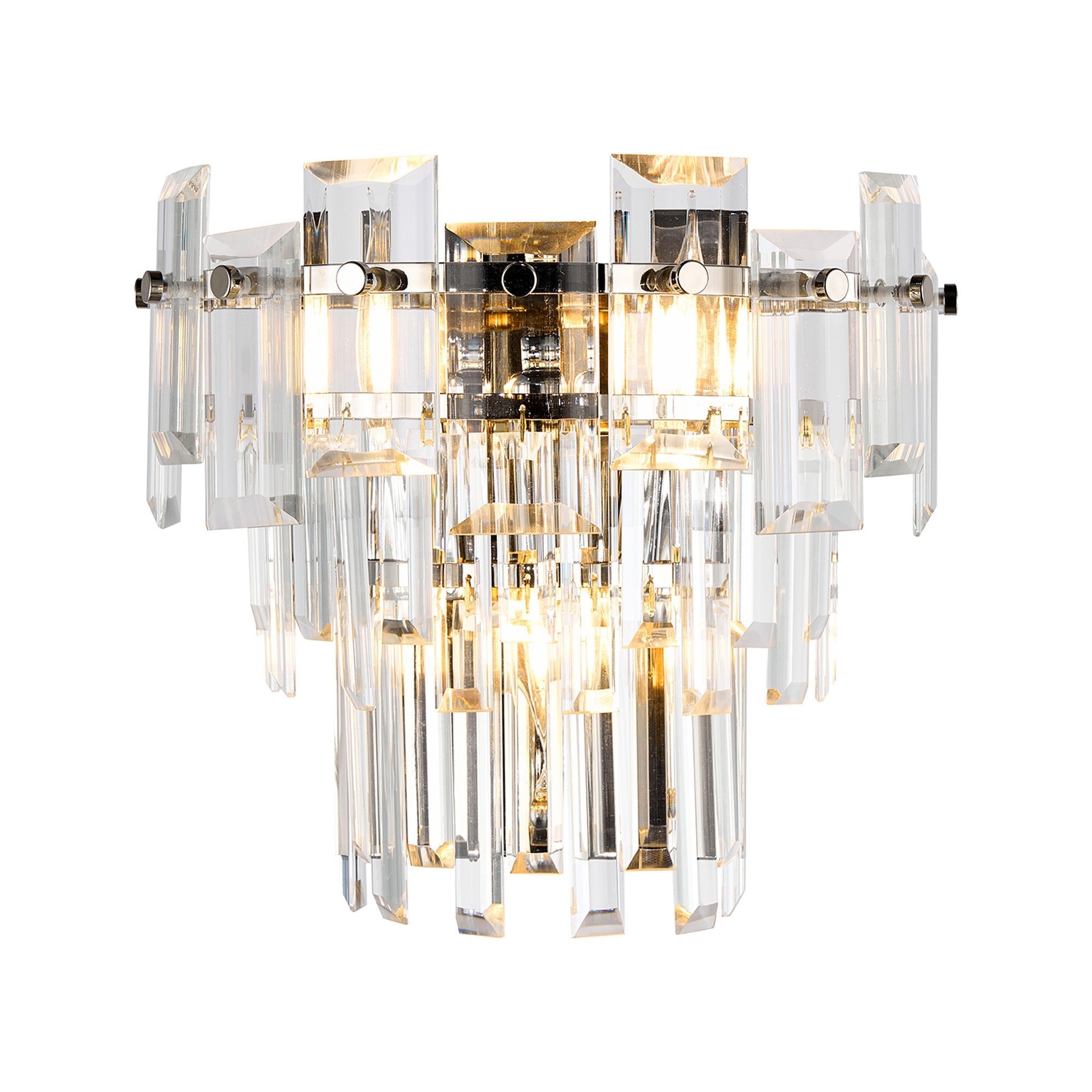 Luminosity Designs Ltd - Georgia Wall Lamp 2 Light E14, Polished Nickel and Faceted Glass in a Choice of 3 Colours. - Luminosity Designs Ltd