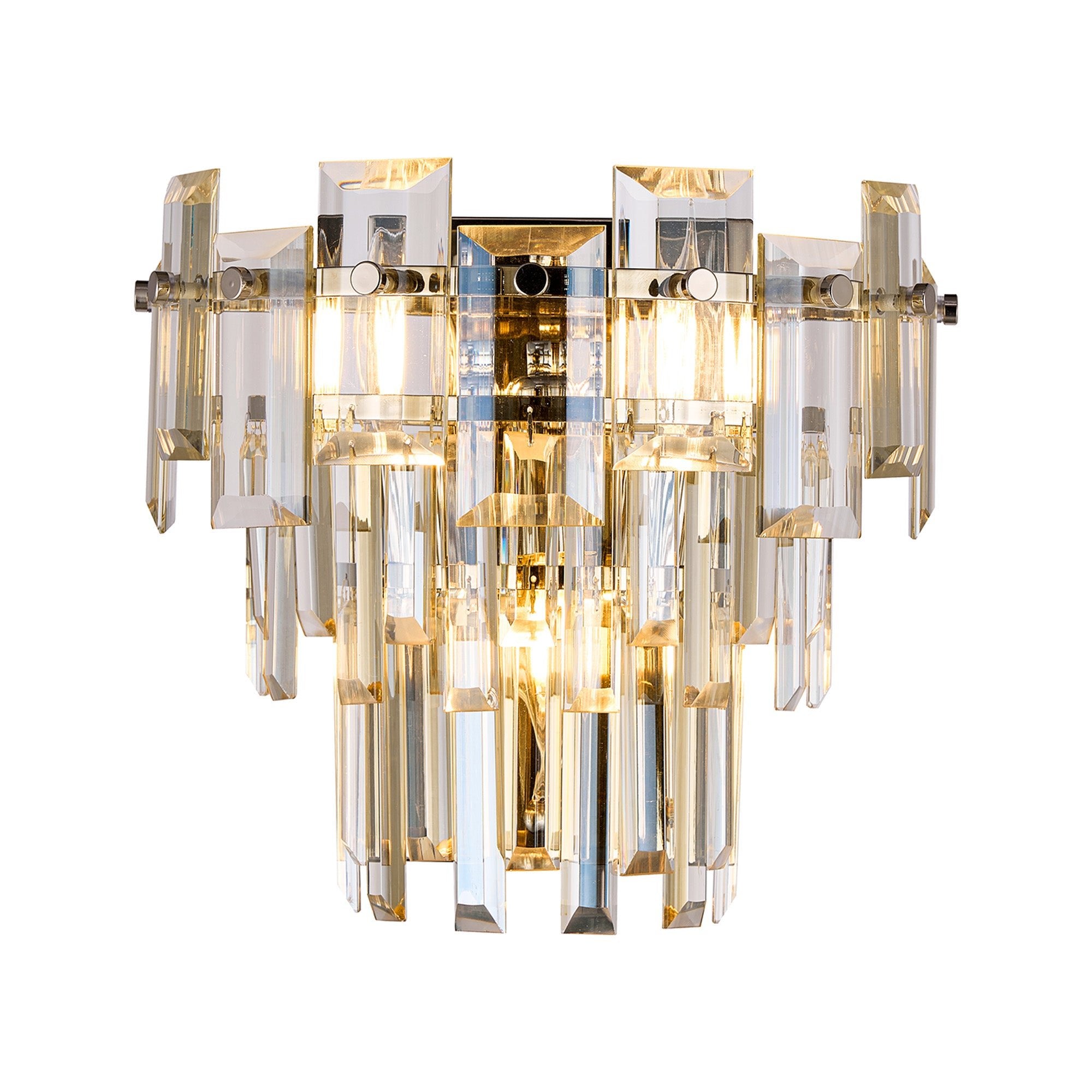 Luminosity Designs Ltd - Georgia Wall Lamp 2 Light E14, Polished Nickel and Faceted Glass in a Choice of 3 Colours. - Luminosity Designs Ltd